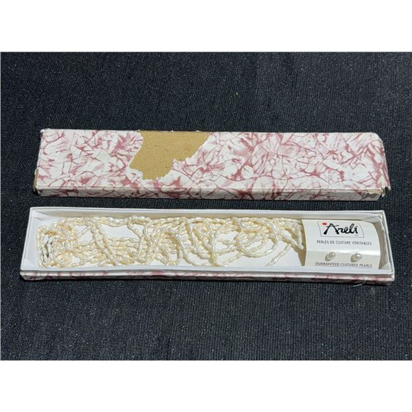 Toui Cultured Pearl Necklace and Earrings Set in Box