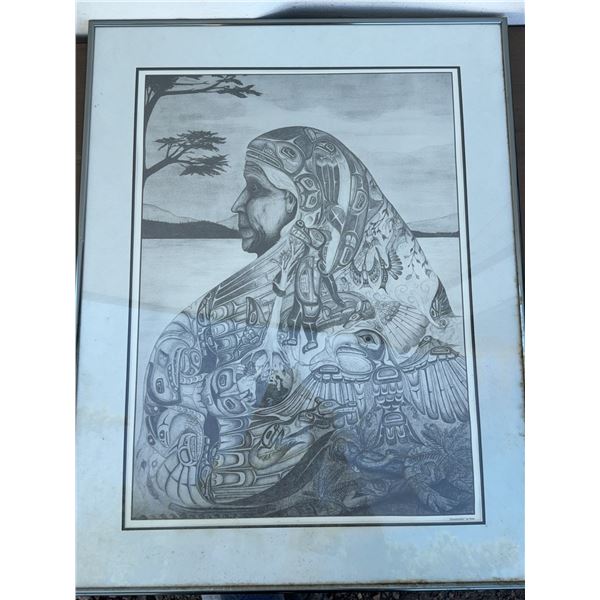 "Grandmother" by Peter Framed Indigenous Art Print 23x30 Inches