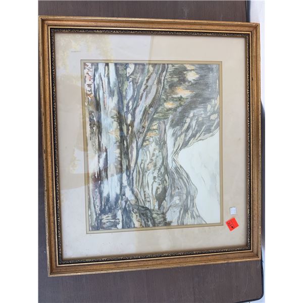 Framed Landscape Watercolour by Martha Stewart, 25x22 Inches