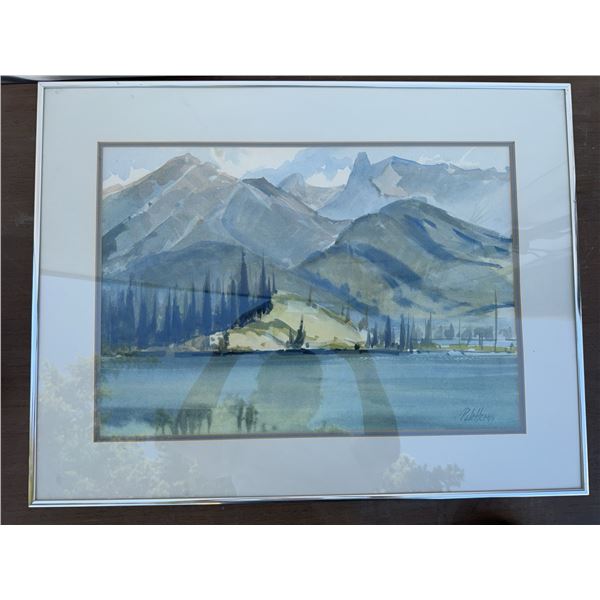Framed Watercolour Landscape Painting Signed 26x20 Inches
