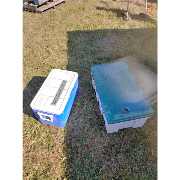 Coleman cooler, & Campfire set