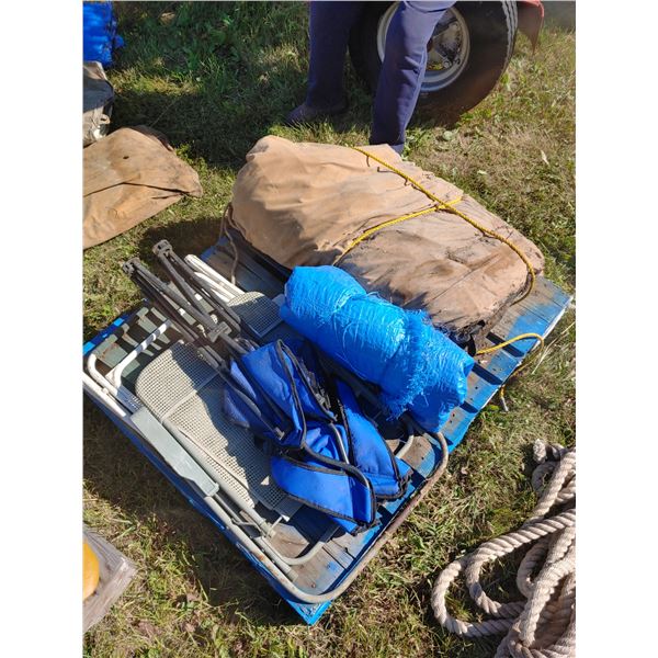 Wall Tent, Tarp,& 3 Chairs
