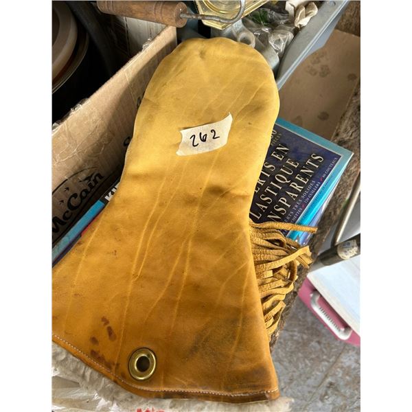 leather mitts with tassels