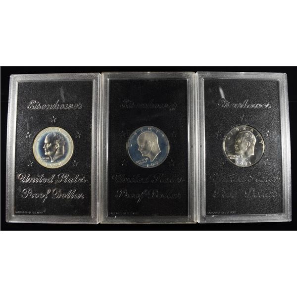1974 & (2) 1971 EISENHOWER PROOF DOLLARS