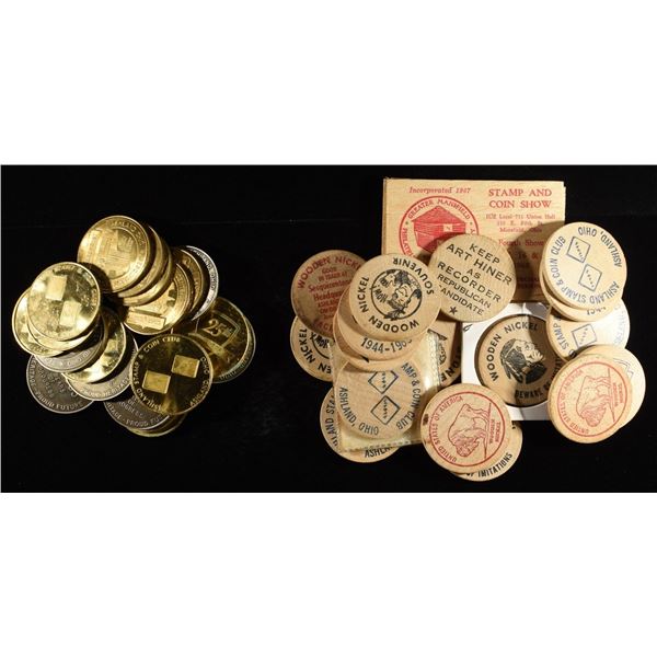 (21) ASHLAND, OHIO TOKENS & (21) WOODEN TOKENS