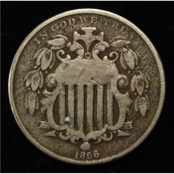 1866 SHIELD NICKEL VG