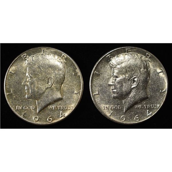 (2) 1964 90% SILVER KENNEDY HALF DOLLARS