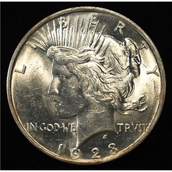 1923 PEACE DOLLAR CH BU NICE COLOR REV.