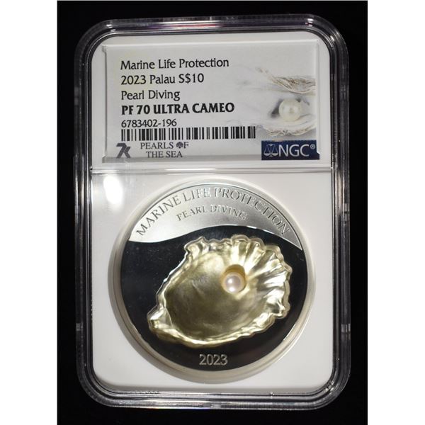 2023 PALAU SILVER MARINE LIFE PEARL NGC PF70 UCAM