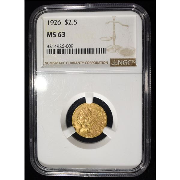 1926 $2.5 GOLD INDIAN NGC MS-63
