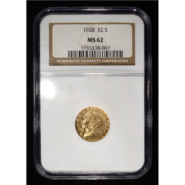 1928 $2.5 GOLD INDIAN NGC MS-62