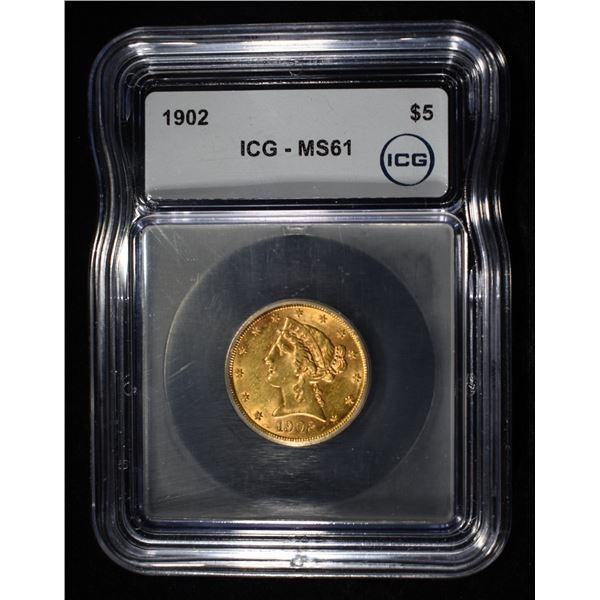 1902 $5 LIBERTY GOLD ICG MS61