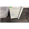 Image 2 : MODERN WHITE 2X4' DESK, 3-DRAWER FILE PEDESTAL, AND CONTOURED CHAIR