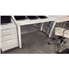 Image 4 : MODERN WHITE 2X4' DESK, 3-DRAWER FILE PEDESTAL, AND CONTOURED CHAIR