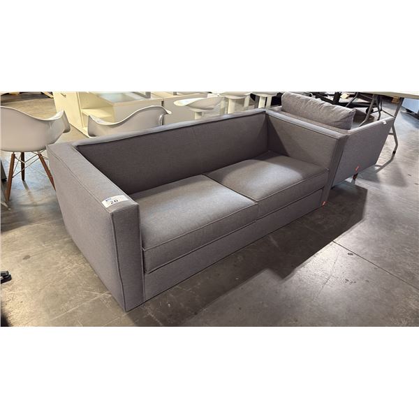 CB2 CLUB GREY FABRIC 2 SEAT SOFA 74"W X 34.3"D X 25"H