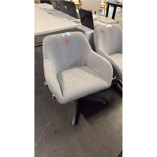 LIGHT HEATHER GREY MID-BACK UPHOLSTERED SWIVEL TUB/CONFERENCE CHAIR
