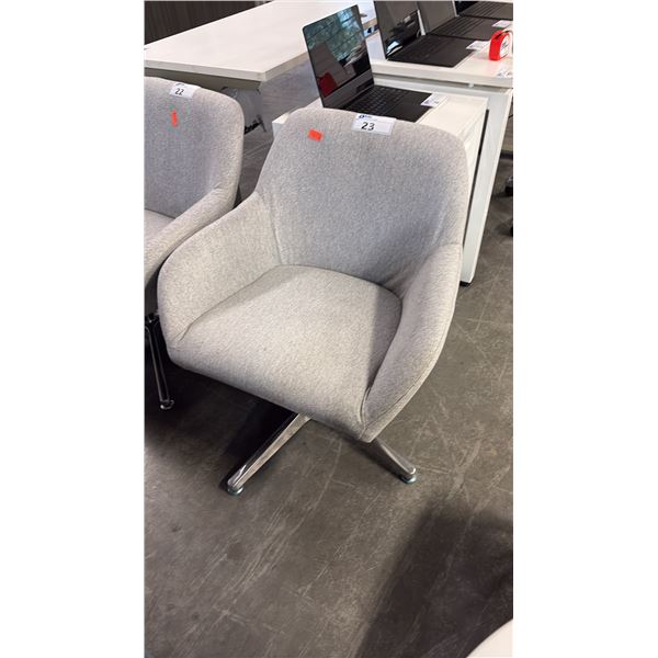 LIGHT HEATHER GREY MID-BACK UPHOLSTERED SWIVEL TUB/CONFERENCE CHAIR