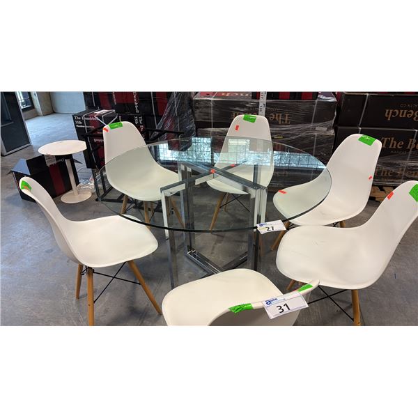 ZUO MODERN PUR ROUND GLASS DINING TABLE PROFILE ROUND GLASS DINING TABLE 47" DIAMETER TEMPERED GLASS