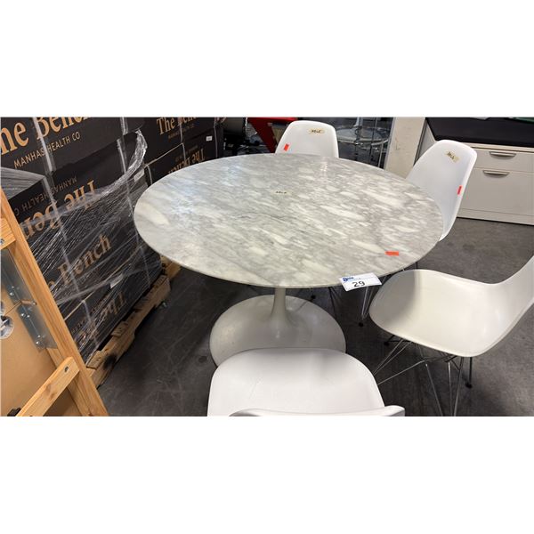 WHITE CARRARA MARBLE 43" ROUND TULIP PEDESTAL TABLE