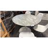 Image 1 : WHITE CARRARA MARBLE 43" ROUND TULIP PEDESTAL TABLE