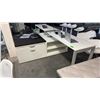 Image 1 : WHITE DROP-LEVEL L-SHAPE DESK WITH LEFT HAND RETURN 6X6 FEET