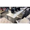 Image 3 : WHITE DROP-LEVEL L-SHAPE DESK WITH LEFT HAND RETURN 6X6 FEET