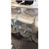 Image 1 : WHITE/CHROME PNEUMATIC SADDLE SEAT BAR STOOL