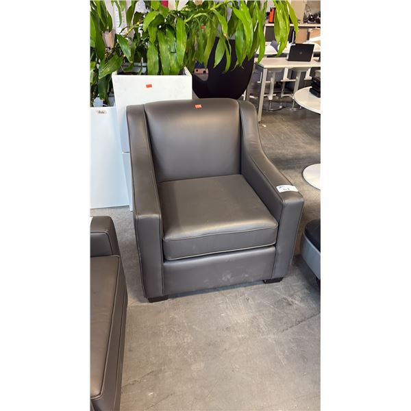 CHARCOAL UPHOLSTERED PREMIUM EXECUTIVE ARM CHAIR/CLUB CHAIR
