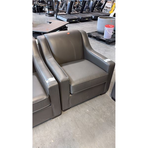 CHARCOAL UPHOLSTERED PREMIUM EXECUTIVE ARM CHAIR/CLUB CHAIR