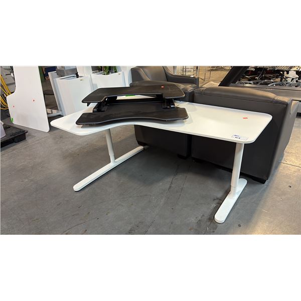 VARI PRO PLUS 36 DESKTOP RISER WITH WHITE ADJUSTABLE-HEIGHT BASE TABLE