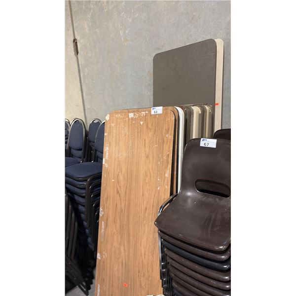 MIXED TABLES INCL 72"W X 39"D LAMINATE FINISH EXTRA WIDE FOLDING BANQUET TABLES 14 PCS