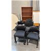 Image 1 : 18 BLACK STACKING CHAIRS AND 5-SHELF BOOKCASE