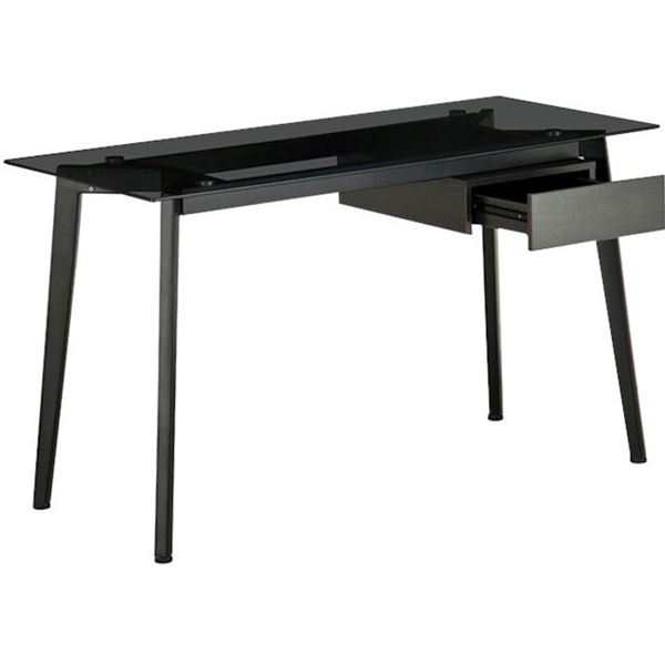 RTA BLACK OAK HOME OFFICE COMPUTER DESK WITH SMOKE GLASS SURFACE 51.25X25.75X30 INCHES