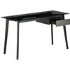 Image 1 : RTA BLACK OAK HOME OFFICE COMPUTER DESK WITH SMOKE GLASS SURFACE 51.25X25.75X30 INCHES