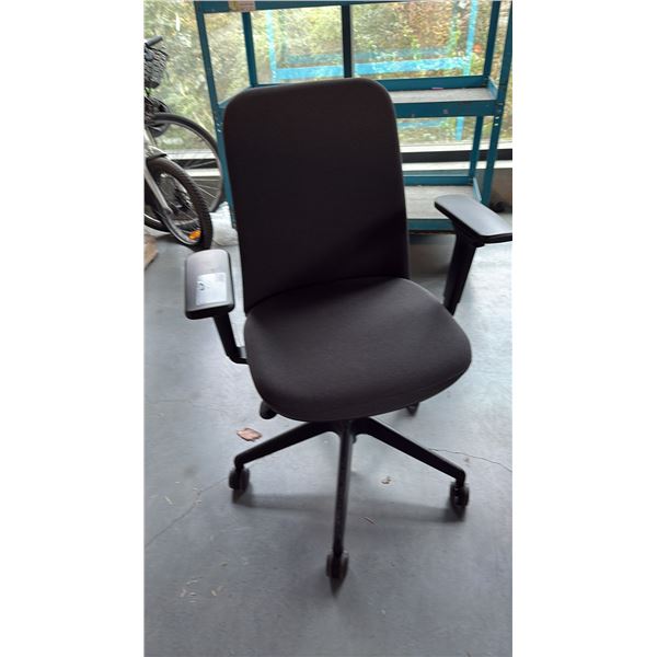 PAVLOS PETITE ERGONOMIC TASK CHAIR CHARCOAL UPHOLSTERED SEATING UNIT *OUT OF BOX