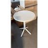 Image 1 : WHITE ROUND POLYMER TABLE WITH UV STABILIZED HIGH IMPACT SHELL 23.75X23.75X30.5 INCHES