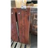 Image 1 : CHERRY WOOD GRAIN FINISH WARDROBE WITH BLACK CURVED PULL HANDLE 48"IN HEIGHT W/ KEY