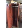 Image 2 : CHERRY WOOD GRAIN FINISH WARDROBE WITH BLACK CURVED PULL HANDLE 48"IN HEIGHT W/ KEY