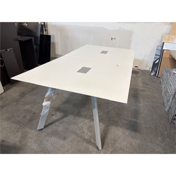 BOARDROOM CONFERENCE TABLE WHITE GRAY BASE MODULAR MEETING SEATING 4'X8' FEET