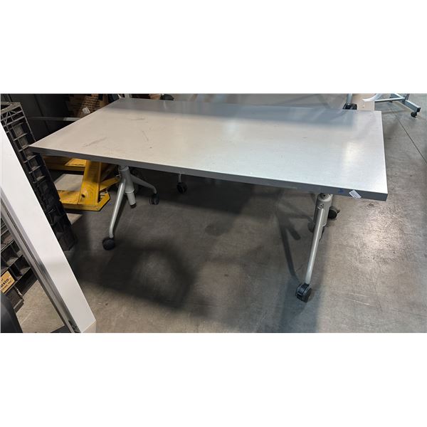 MOBILE TRAINING TABLE ADJUSTABLE HEIGHT W/ FLIP TOP MECHANISM W30" X D54" X H30"