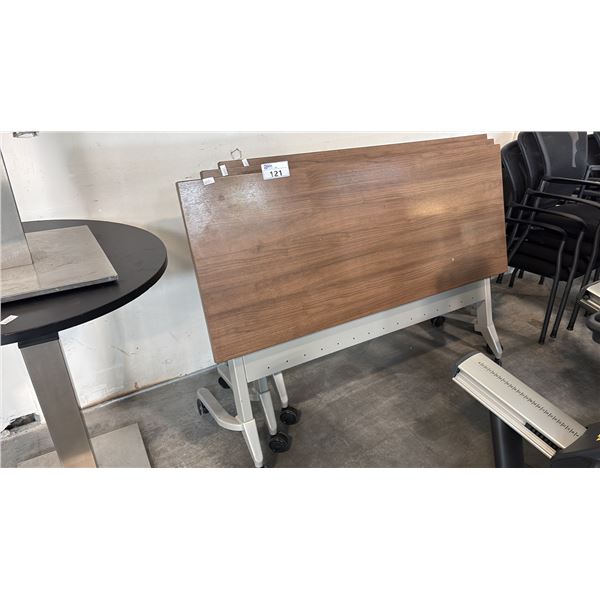 LAMINATE TOP TILTING VERTICAL RELEASE MECHANISM DUAL WHEEL LOCKING CASTERS TRAINING DESK 3 PCS