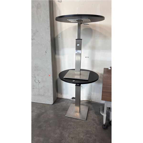2 MODERN MINIMALIST ADJUSTABLE-HEIGHT ROUND PEDESTAL BISTRO CAFE TABLE W/ STURDY STAINLESS STEEL