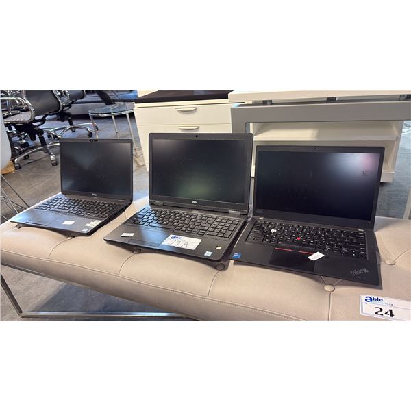 5 LAPTOPS INCL 5580/5500/5591 BLACK 15.6/14 INCH NOTEBOOK COMPUTER WIPED DRIVE NO CHARGER AND MIS-