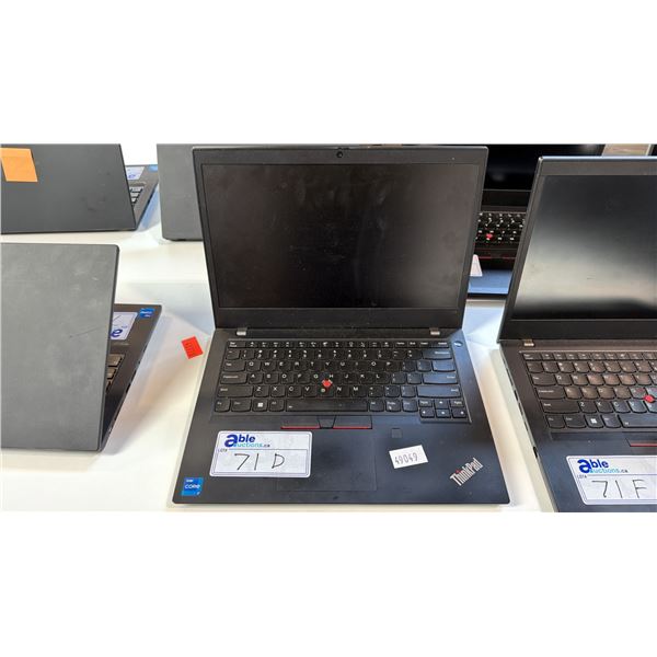 LENOVO THINKPAD L14 GEN 2 BLACK 14 INCH I7 NOTEBOOK COMPUTER WIPED DRIVE NO CHARGER