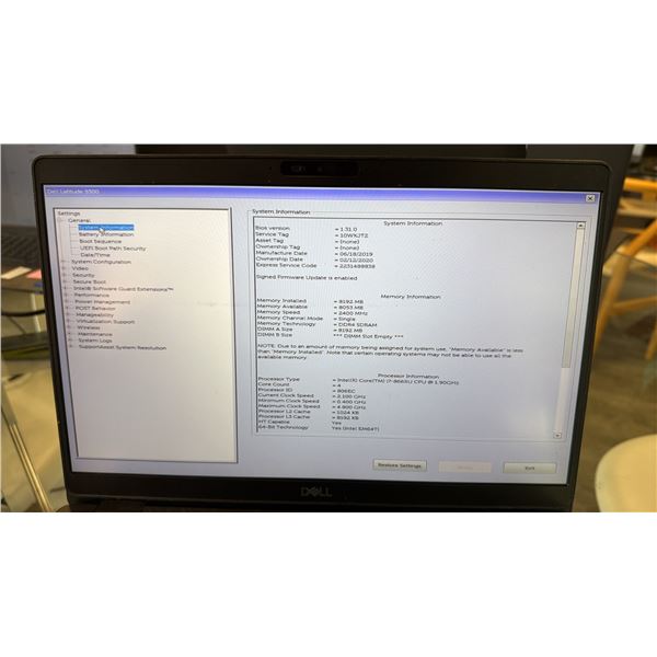 DELL LATITUDE 5300 INTEL CORE I7 13.3" IN LAPTOP COMPUTER WIPED DRIVE NO CHARGER