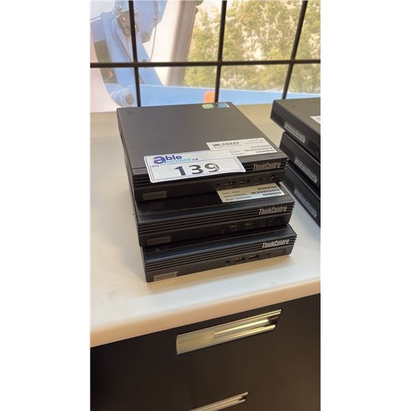3 LENOVO THINKCENTRE MICRO DESKTOP COMPUTERS FORMATTED STORAGE NO POWER SUPPLIES
