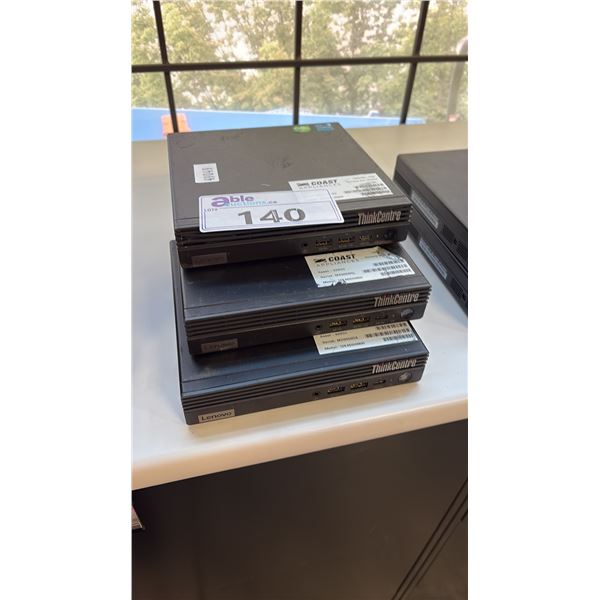 3 LENOVO THINKCENTRE MICRO DESKTOP COMPUTERS FORMATTED STORAGE NO POWER SUPPLIES