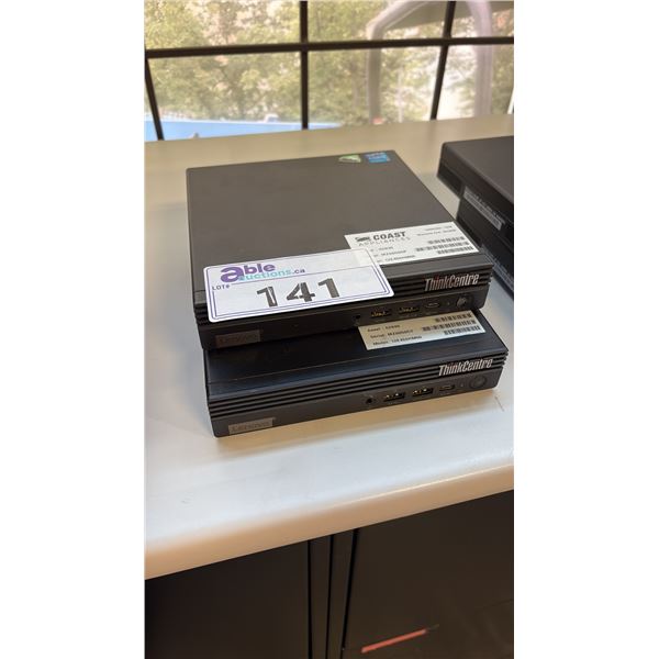 2 LENOVO THINKCENTRE MICRO DESKTOP COMPUTERS FORMATTED STORAGE NO POWER SUPPLIES