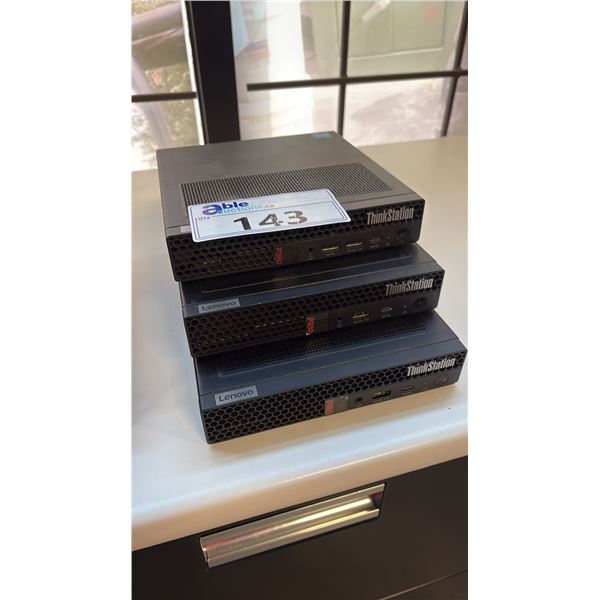 3 LENOVO THINKCENTRE MICRO DESKTOP COMPUTERS FORMATTED STORAGE NO POWER SUPPLIES