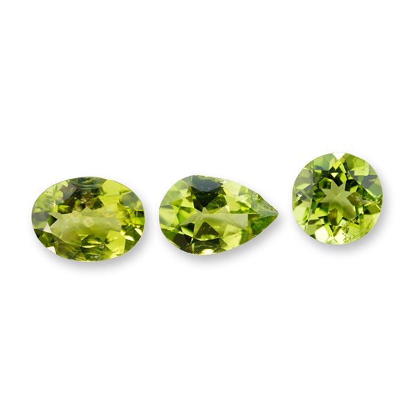 3pc Oval, Round and Pear Shape Peridot Gemstones